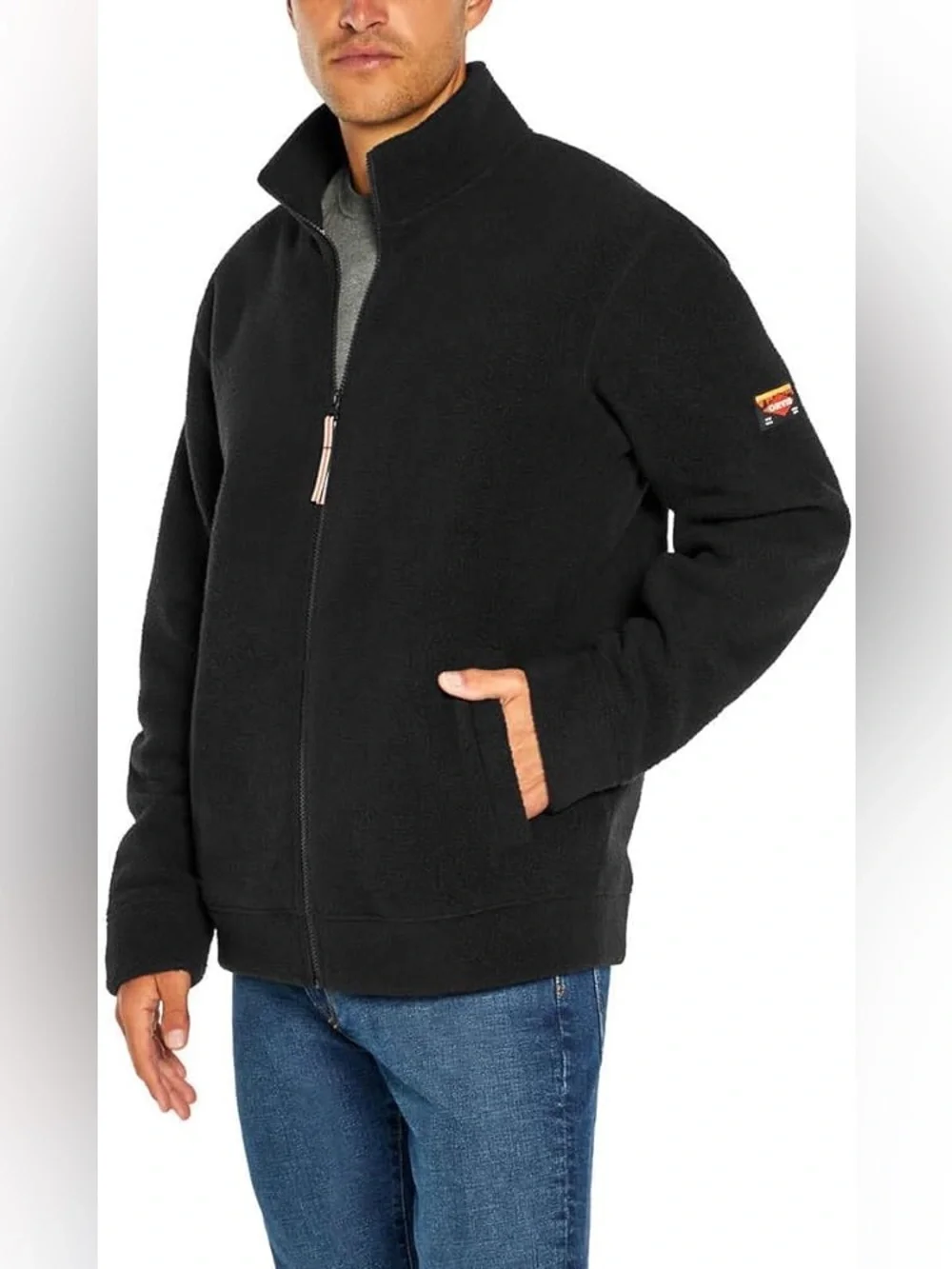 Orvis Full Zip Heavyweight Fleece Jacket Men Size L Black